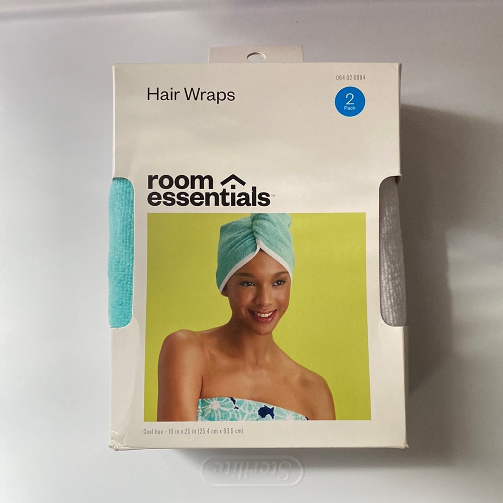NWT 2 pack Hair Towels  (green/white)